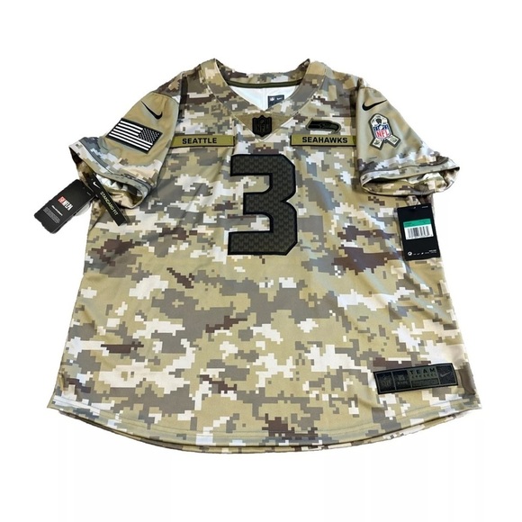 Russell Wilson Seattle Seahawks Womens Nike Salute To Service Camo Jersey XL NWT - Picture 1 of 5